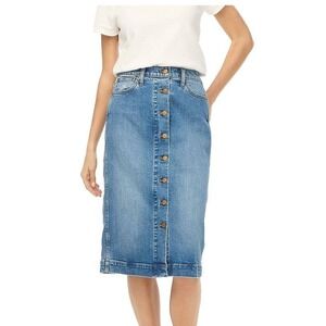 J.Crew Denim Mini Skirt Womens 2 Blue Button Front Wardrobe Staple All-Season